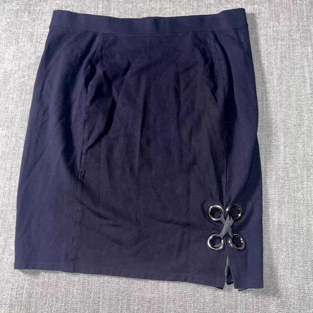Project Runway Straight & Pencil Skirt Womens 2XL Navy Blue Ribbon Decorative